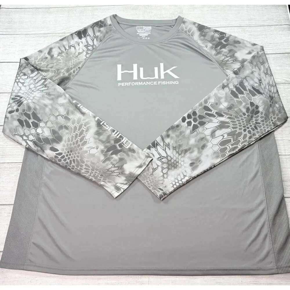 Huk Men's Performance Fishing Kryptek Vented Long Sleeve Charcoal Gray Size 3XL - Picture 1 of 7